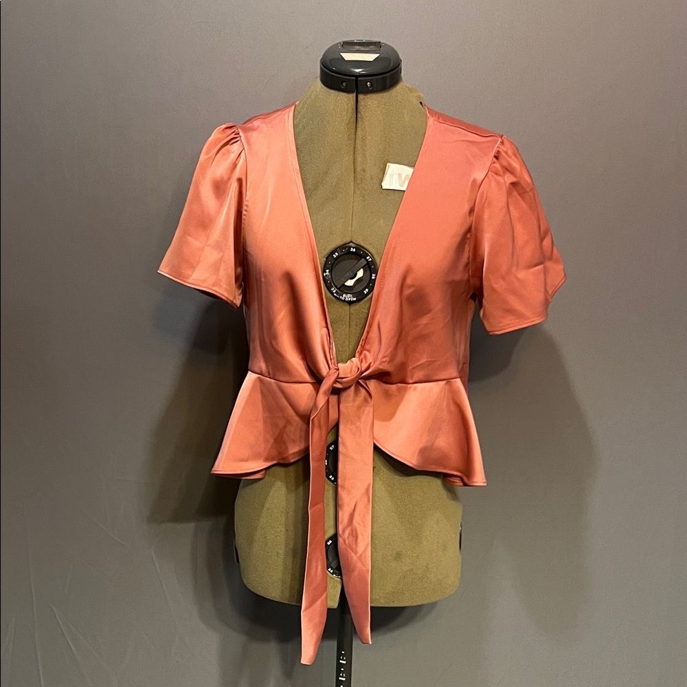 Wild Fable Satin Women's M Tie-Front Blouse in Pink